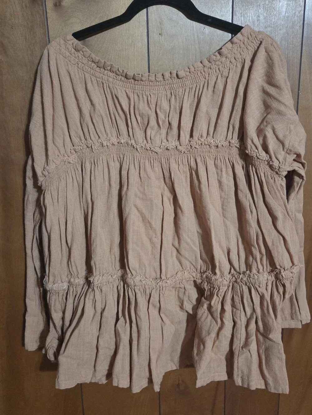 Free People Xl Extra Large Burnt Orange Cotton Tunic Boho Bohemian Beach